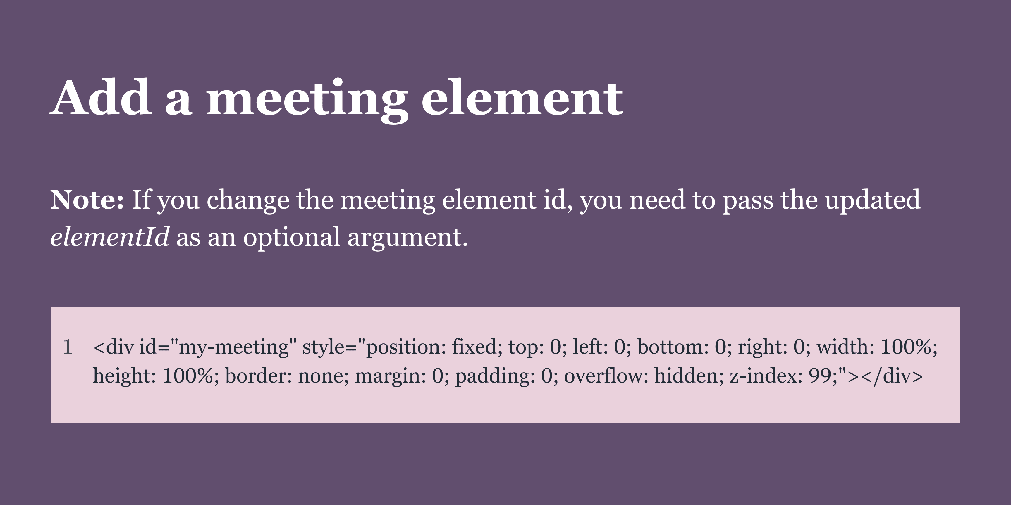 Add a meeting element Add A Meeting Element